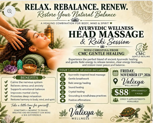 Ayurvedic Wellness Head Massage + Reiki Session - Friday Nov 13th 2026