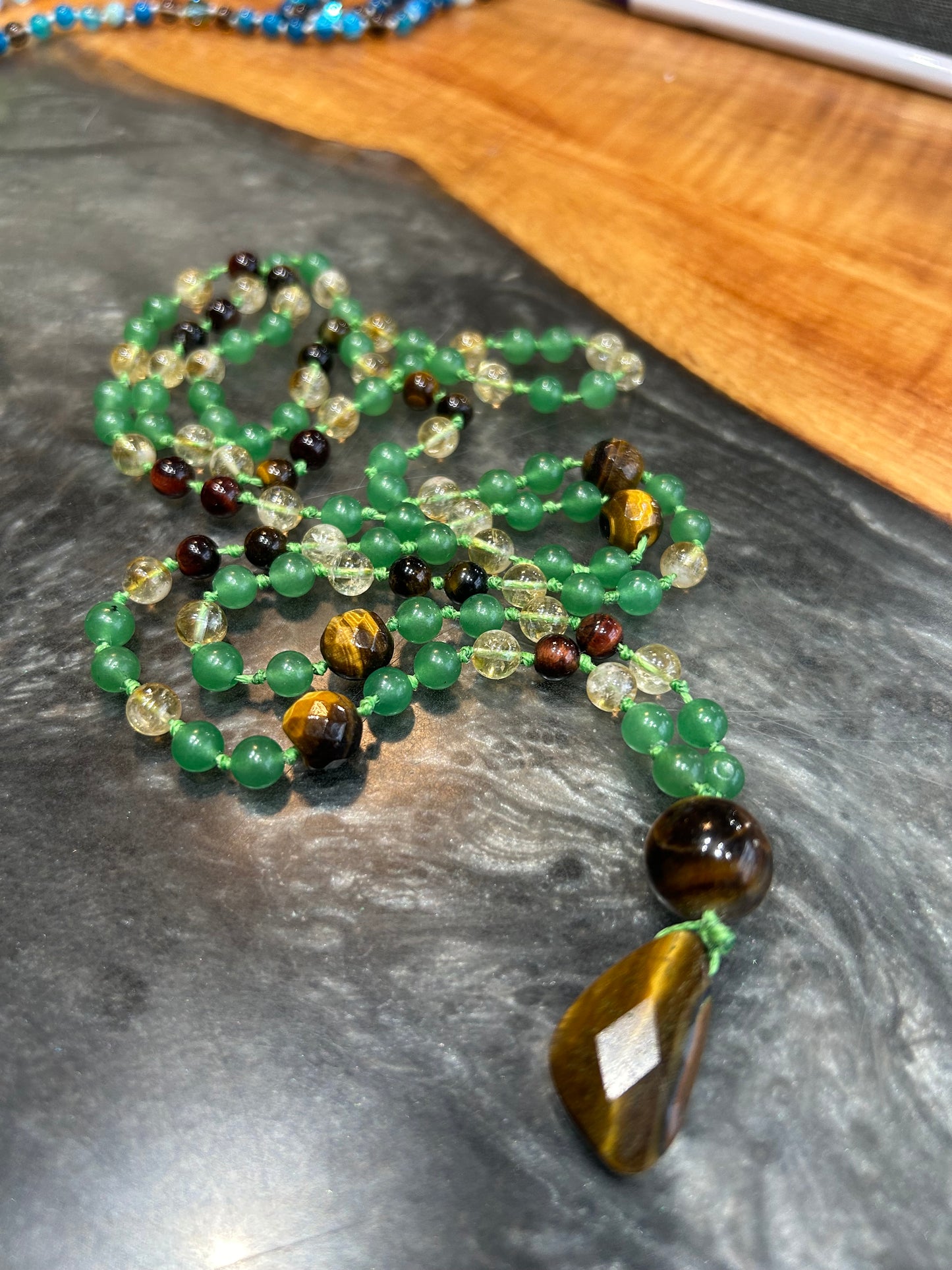 Green aventurine /citrine /tiger’s eye Mala