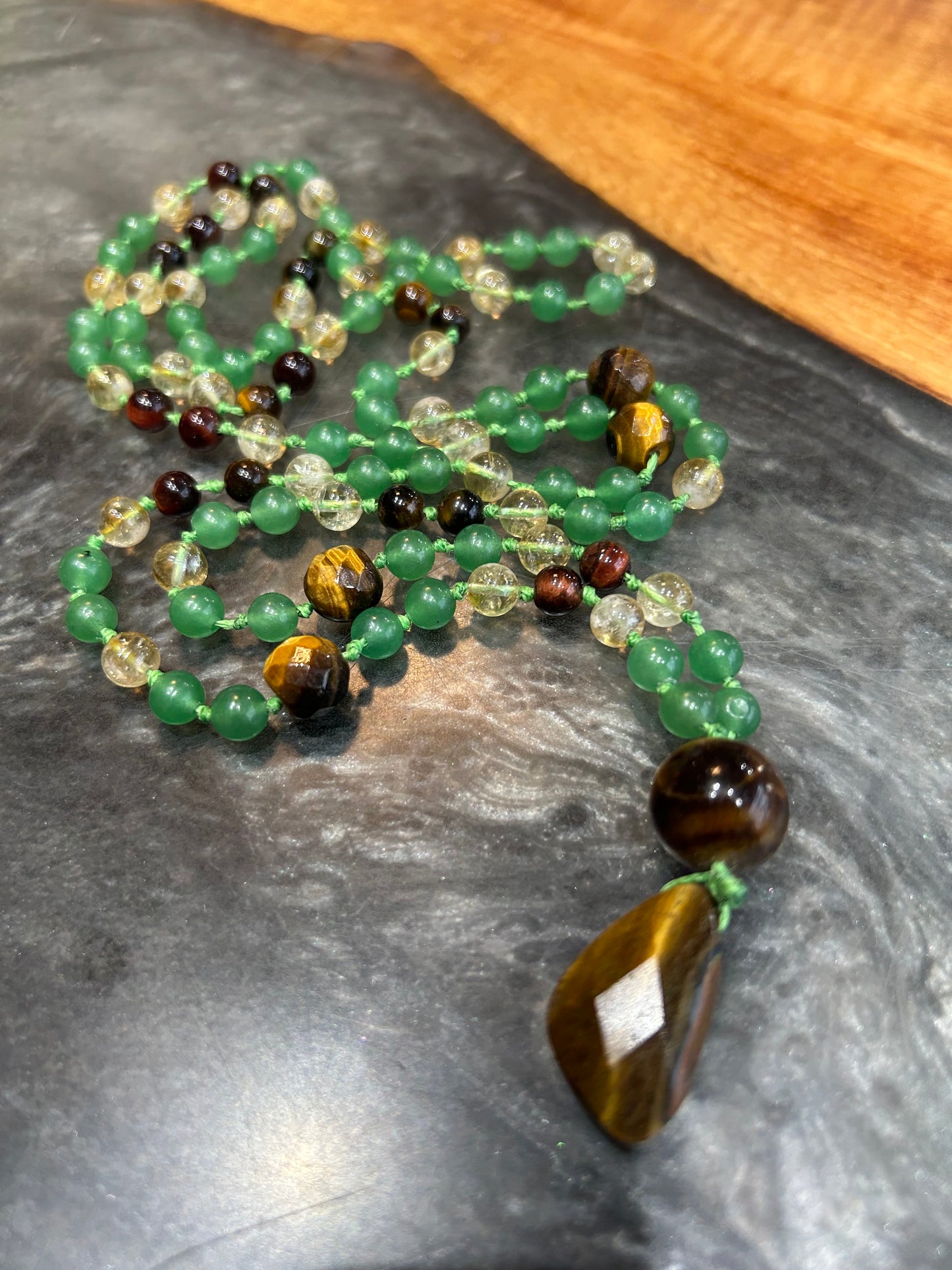 Green aventurine /citrine /tiger’s eye Mala