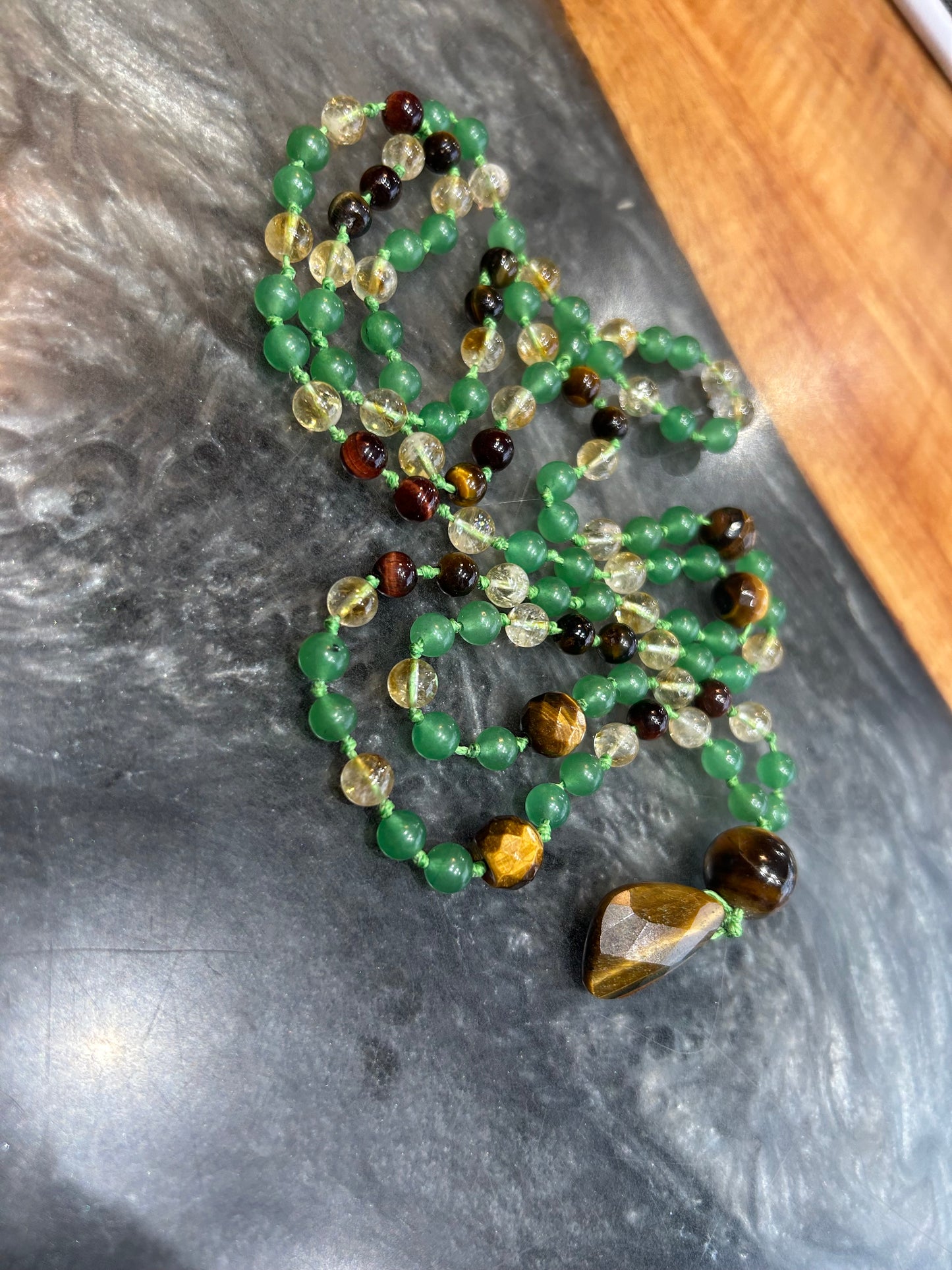 Green aventurine /citrine /tiger’s eye Mala