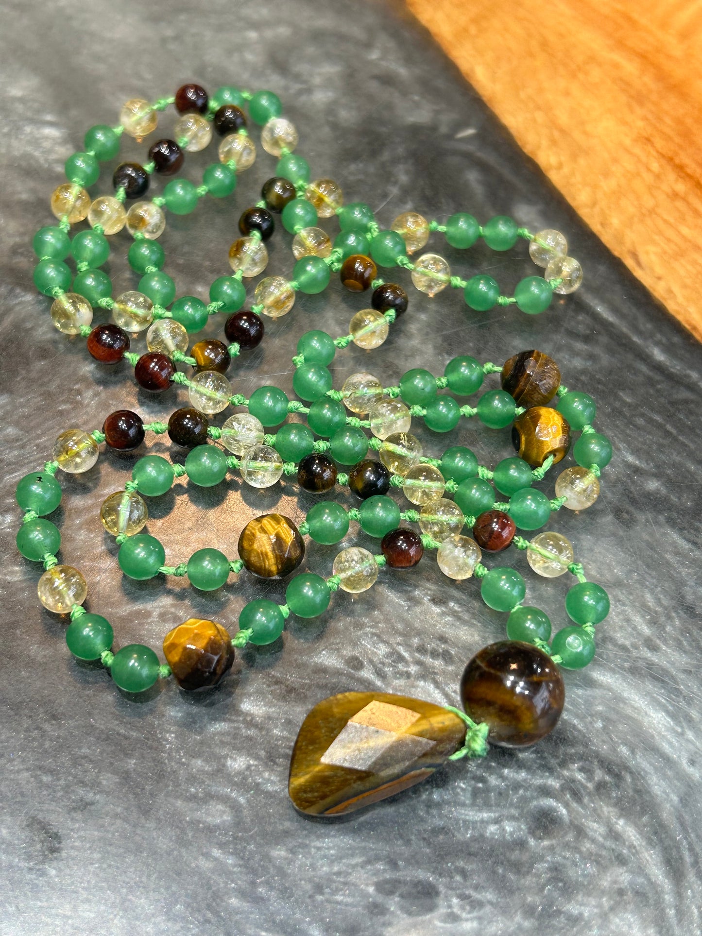 Green aventurine /citrine /tiger’s eye Mala