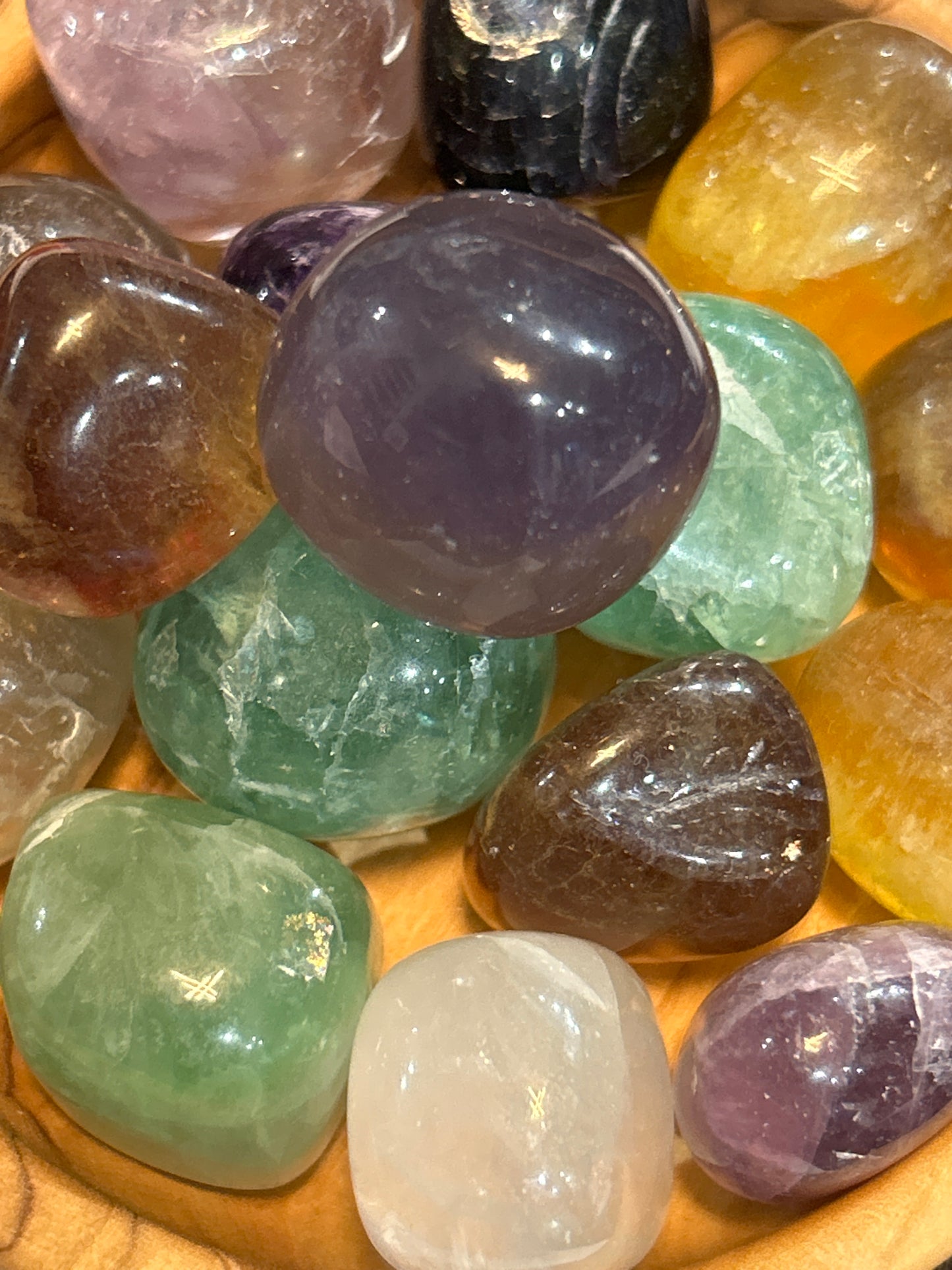 Fluorite tumbled stone