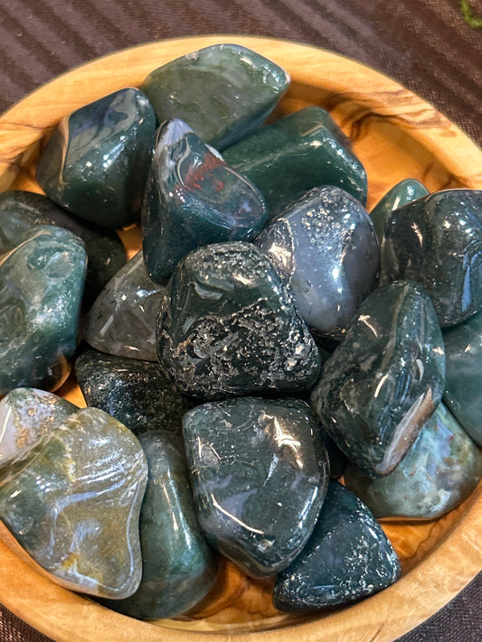 Moss Agate tumbled stone