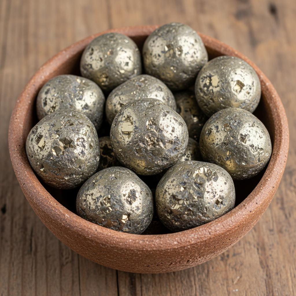 Pyrite tumbled stone