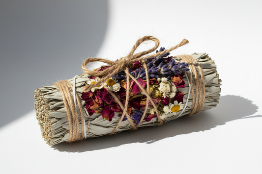 smudge bundle with flowers